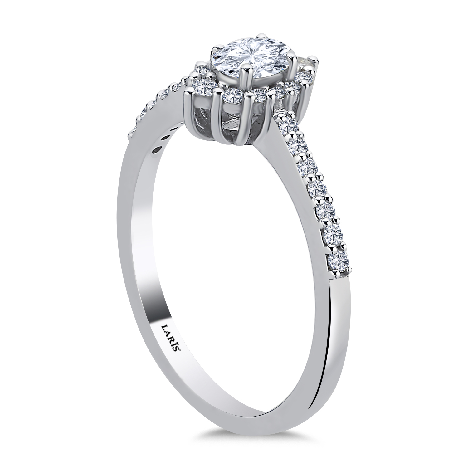 Özel Tasarım Yüzükler 0,57 Karat Oval Kesim Pırlanta Glimmer Tasarım Yüzük