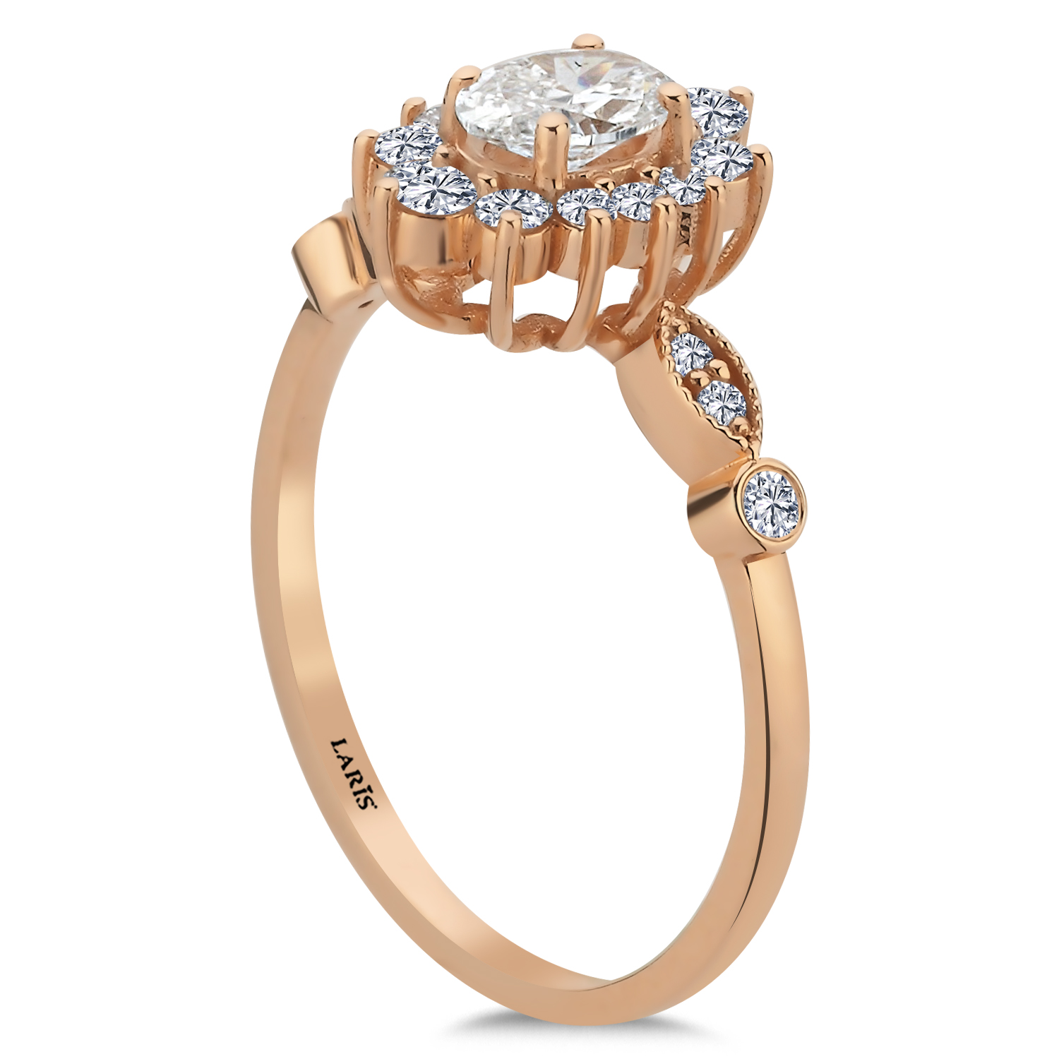 Özel Tasarım Yüzükler 0,92 Karat Oval Kesim Pırlanta Vintage Lustre Tasarım Yüzük