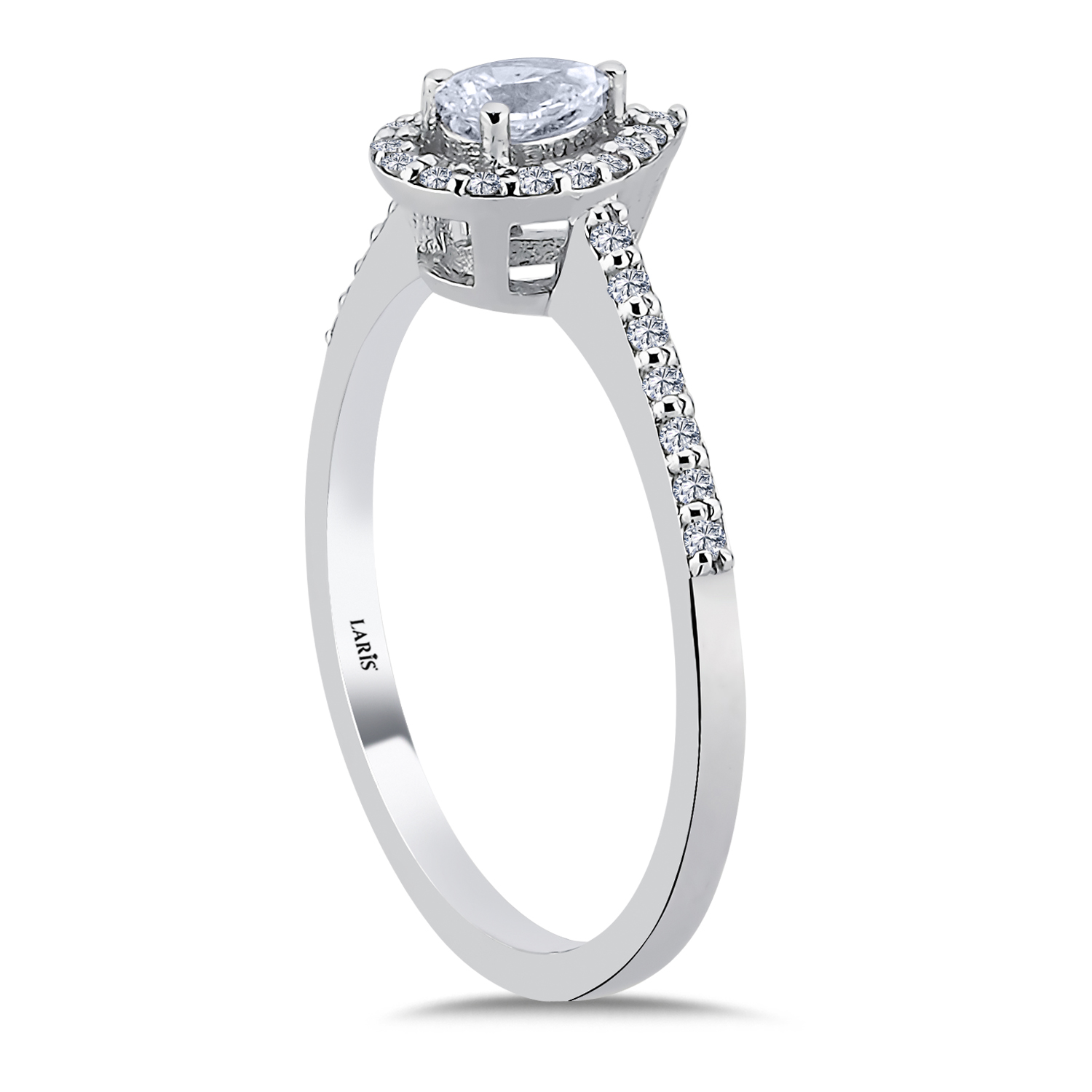 Özel Tasarım Yüzükler 0.40 Karat Pırlanta Damla Halo Tektaş Yüzük