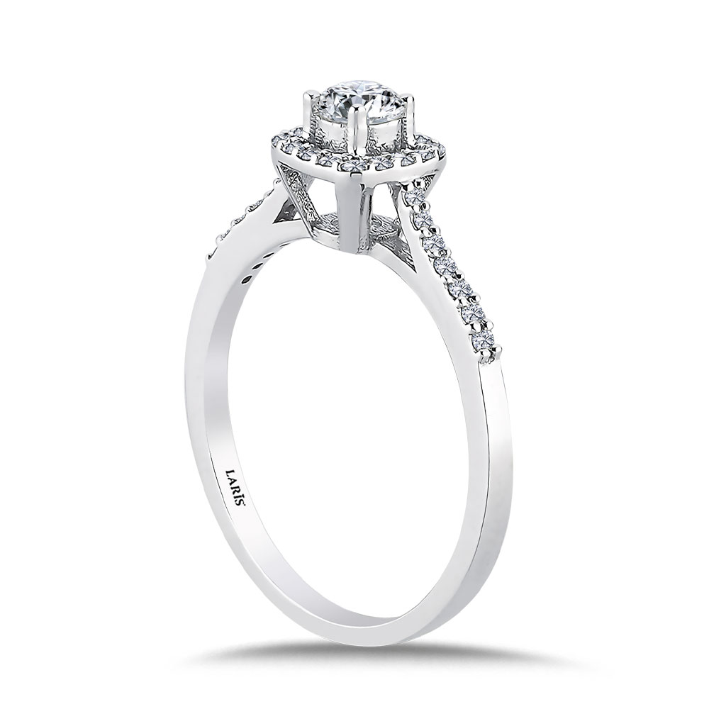 Özel Tasarım Yüzükler 0,45 Karat Pırlanta Halo Tektaş Yüzük