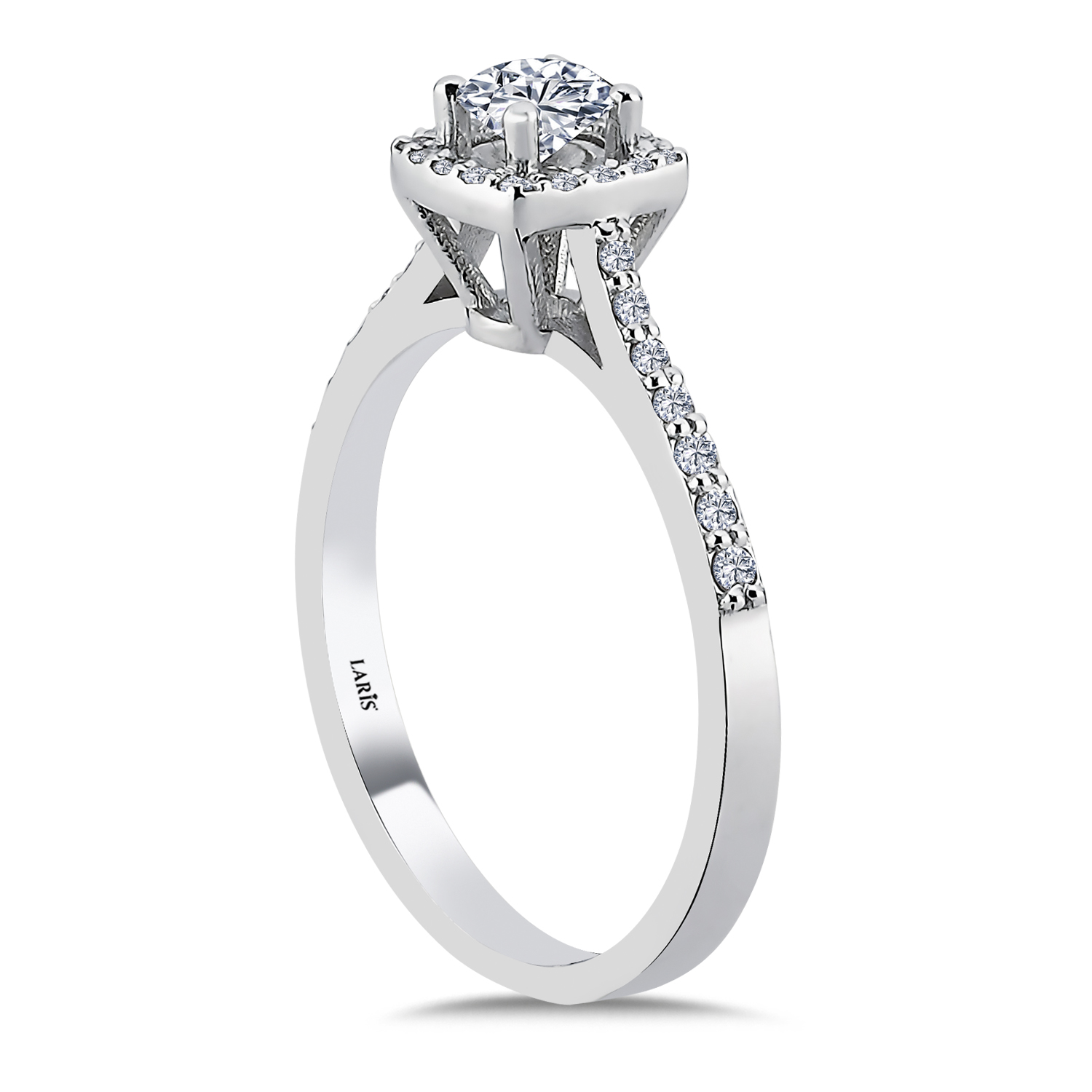 Özel Tasarım Yüzükler 0.45 Karat Pırlanta Özel Tasarım Halo Tektaş Yüzük