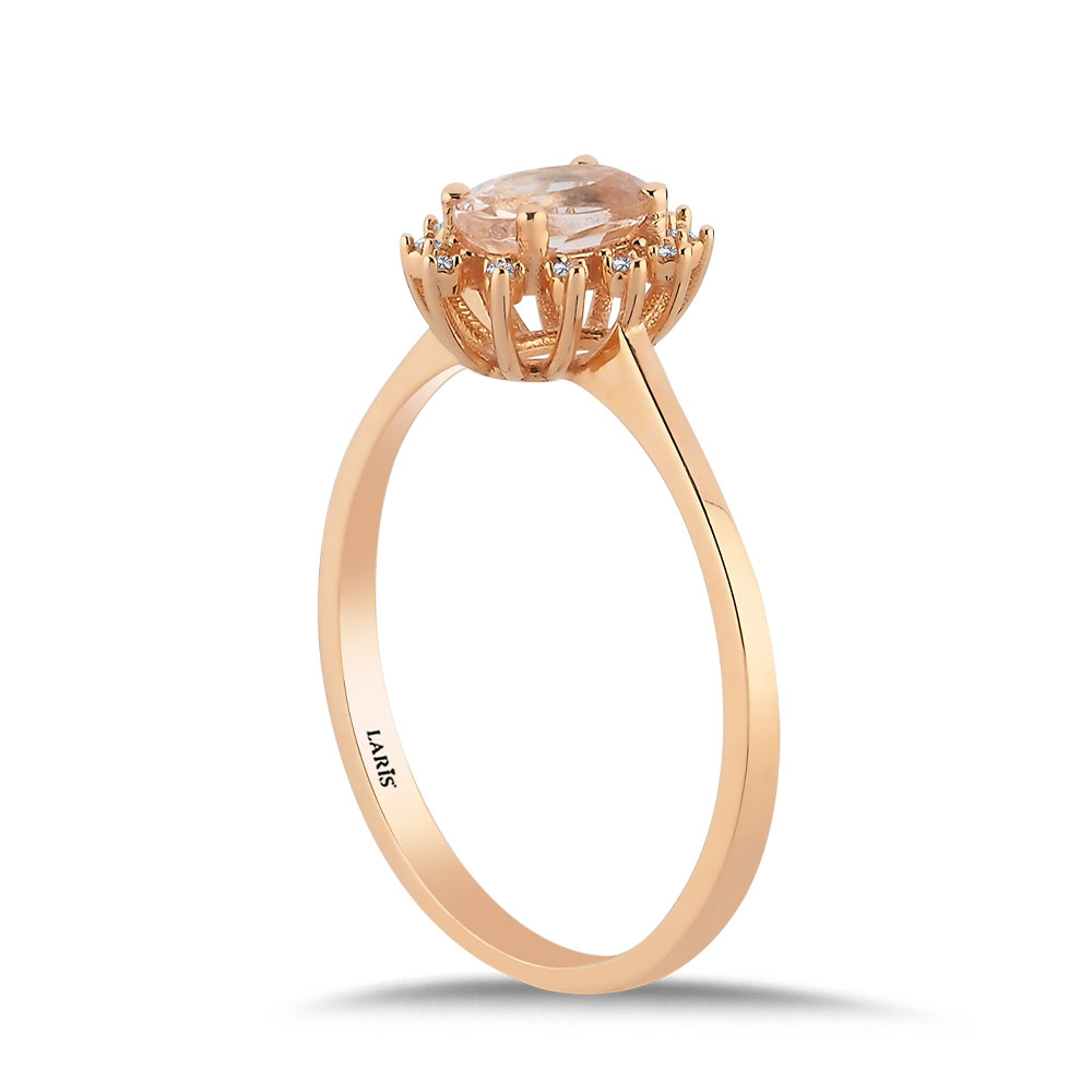 Renkli Taşlı Yüzükler 0,48 Karat Pırlanta Ve Morganite Yüzük