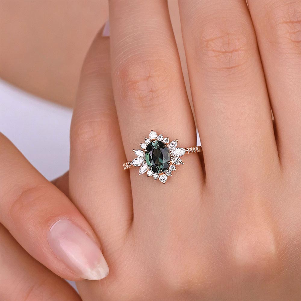 Vintage Yüzükler 1,62 Karat Pırlanta Vintage Turmalin Yüzük