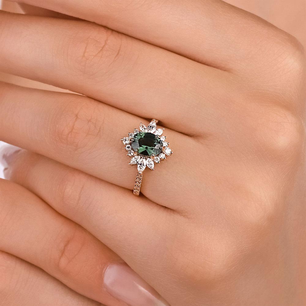 Vintage Yüzükler 1,62 Karat Pırlanta Vintage Turmalin Yüzük