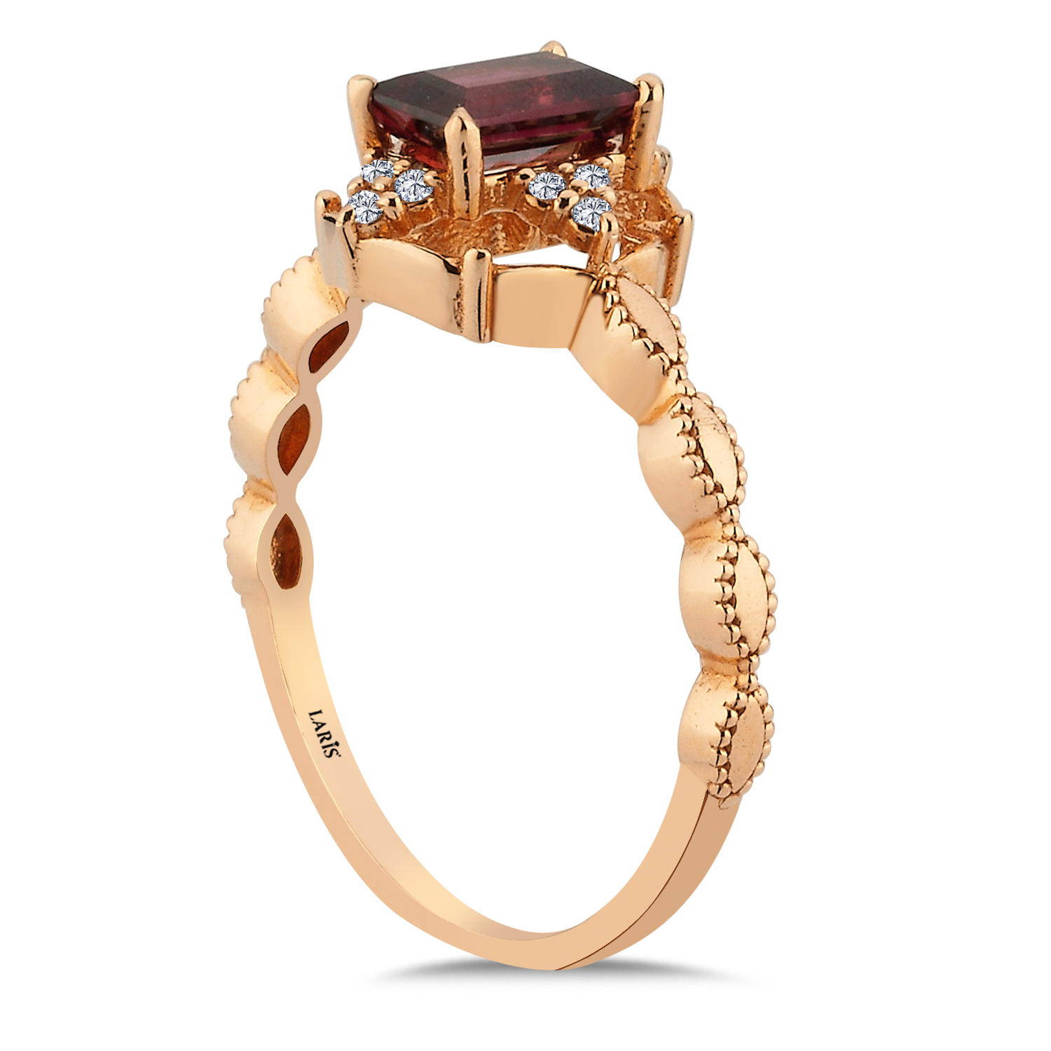 Vintage Yüzükler 0,78 Karat Pırlanta Vintage Rhodolite Yüzük