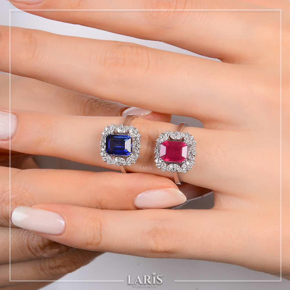 Safir Yüzükler 2,57 Karat Pırlanta Royale Safir Yüzük