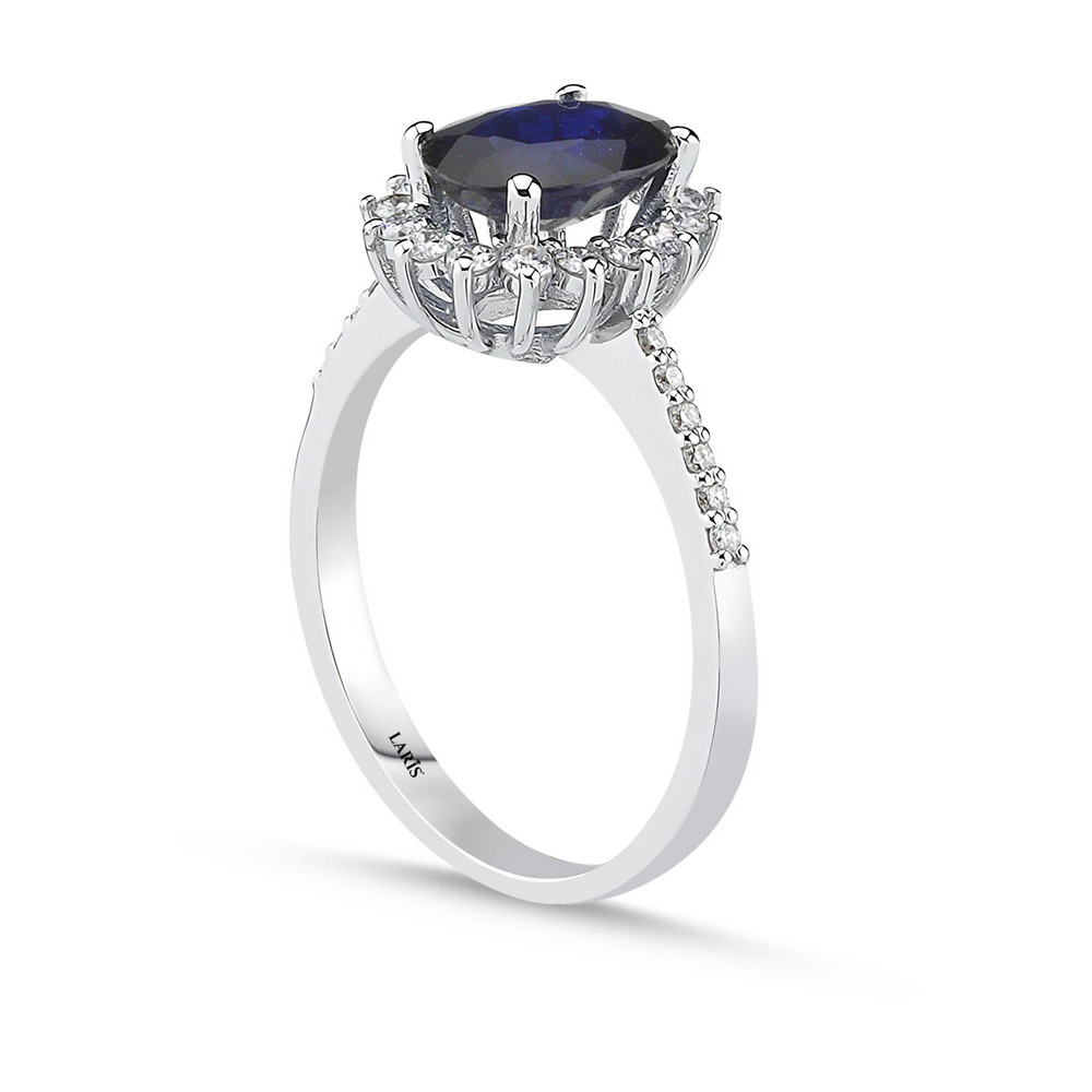 Safir Yüzükler 2.07 Karat Pırlanta Oval Royale Safir Yüzük