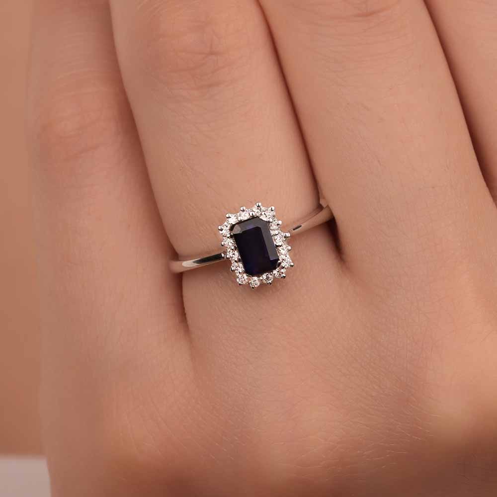 Safir Yüzükler 0,83 Karat Pırlanta Royale Safir Yüzük