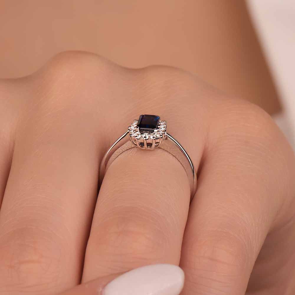 Safir Yüzükler 0,83 Karat Pırlanta Royale Safir Yüzük