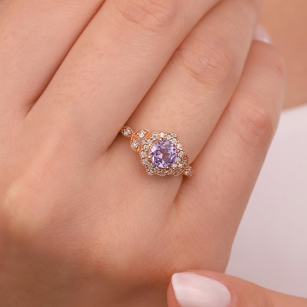 Vintage Yüzükler 1,55 Karat Pırlanta Vintage Alexandrit Yüzük