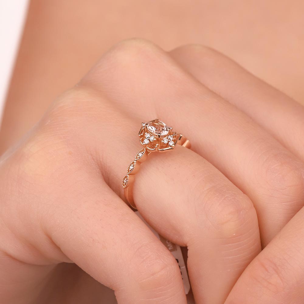 Vintage Yüzükler 0,57 Karat Pırlanta Morganit Vintage Yüzük