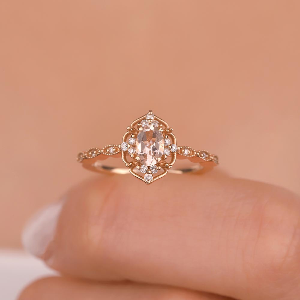 Vintage Yüzükler 0,57 Karat Pırlanta Morganit Vintage Yüzük