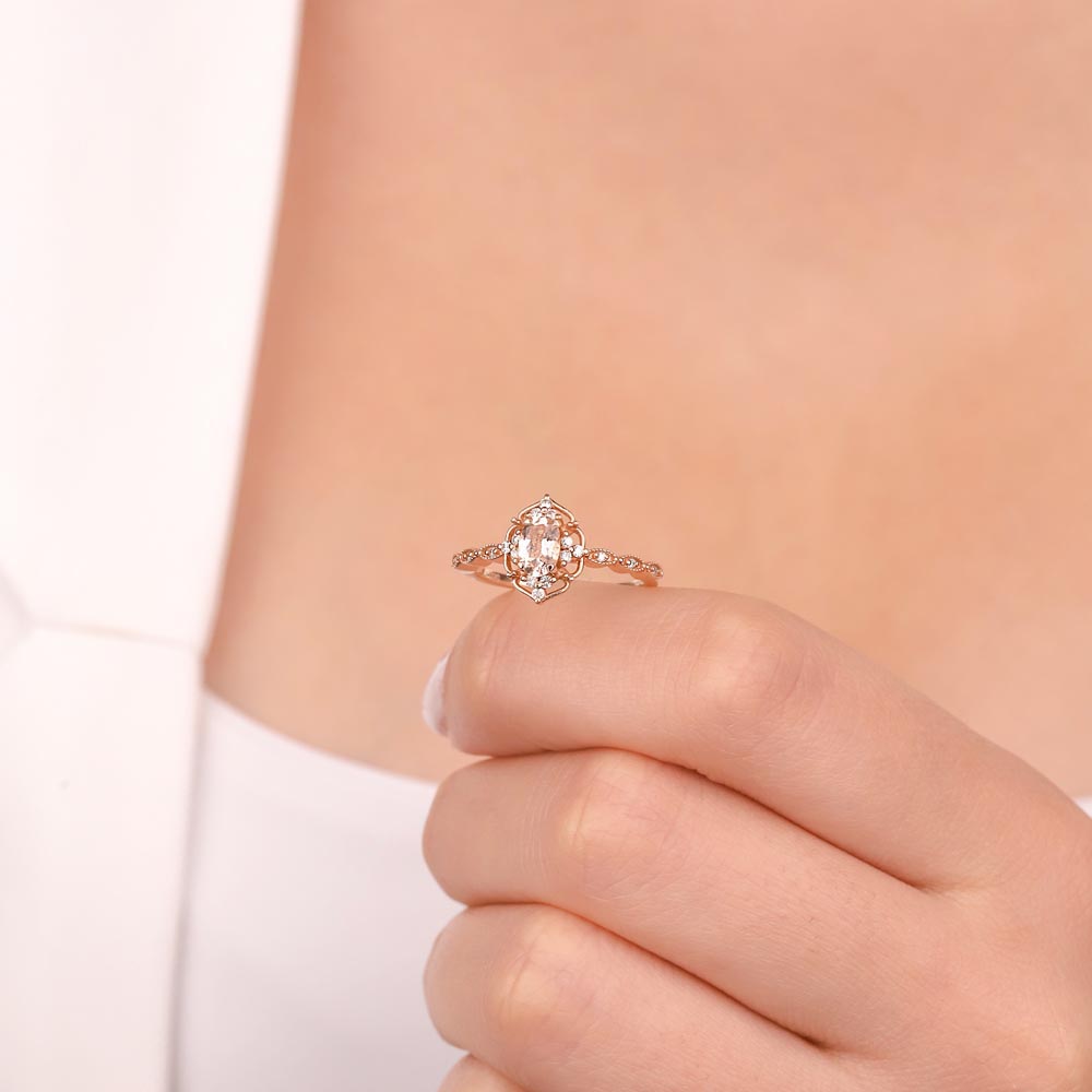 Vintage Yüzükler 0,57 Karat Pırlanta Morganit Vintage Yüzük