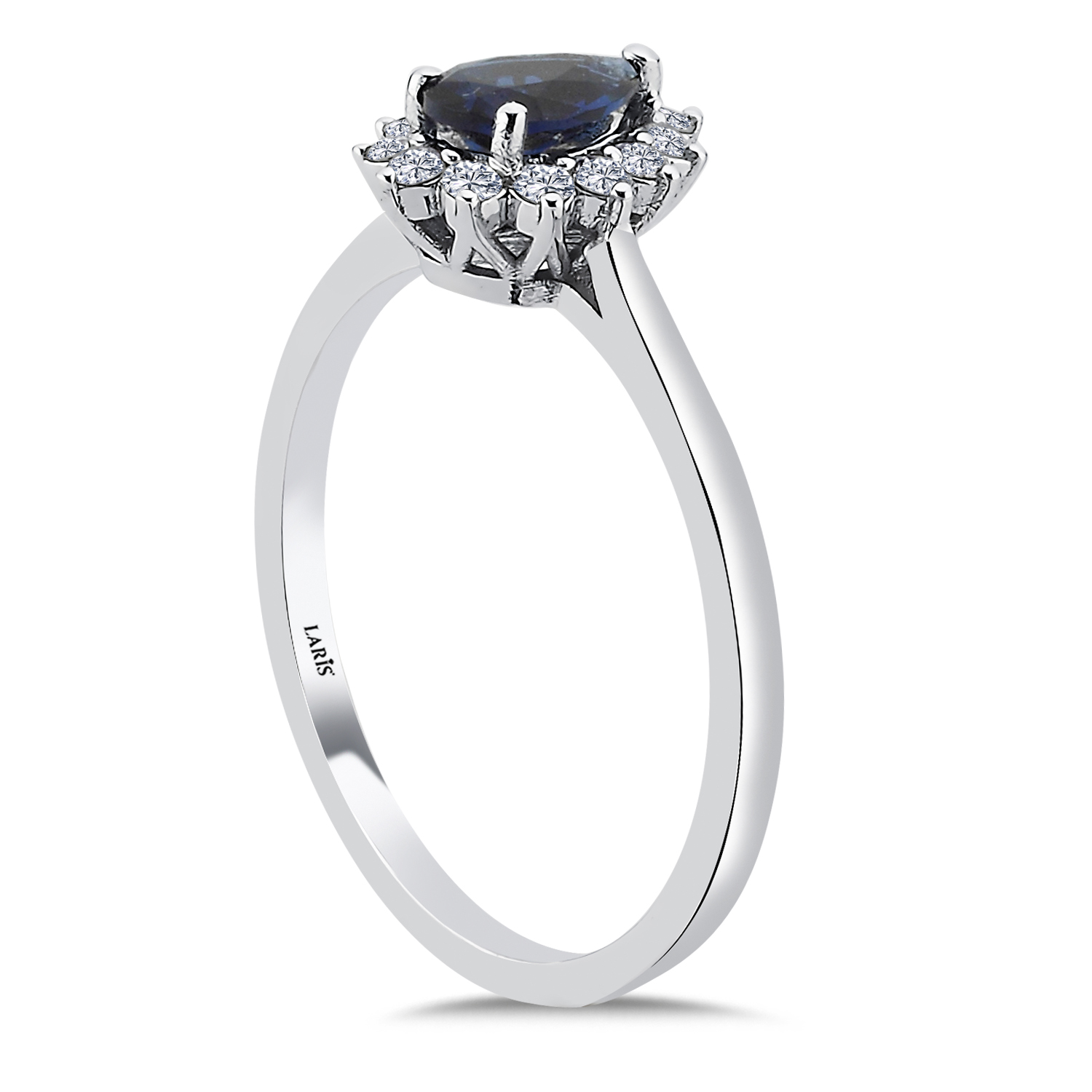 Safir Yüzükler 0,55 Karat Pırlanta Damla Royale Safir Yüzük