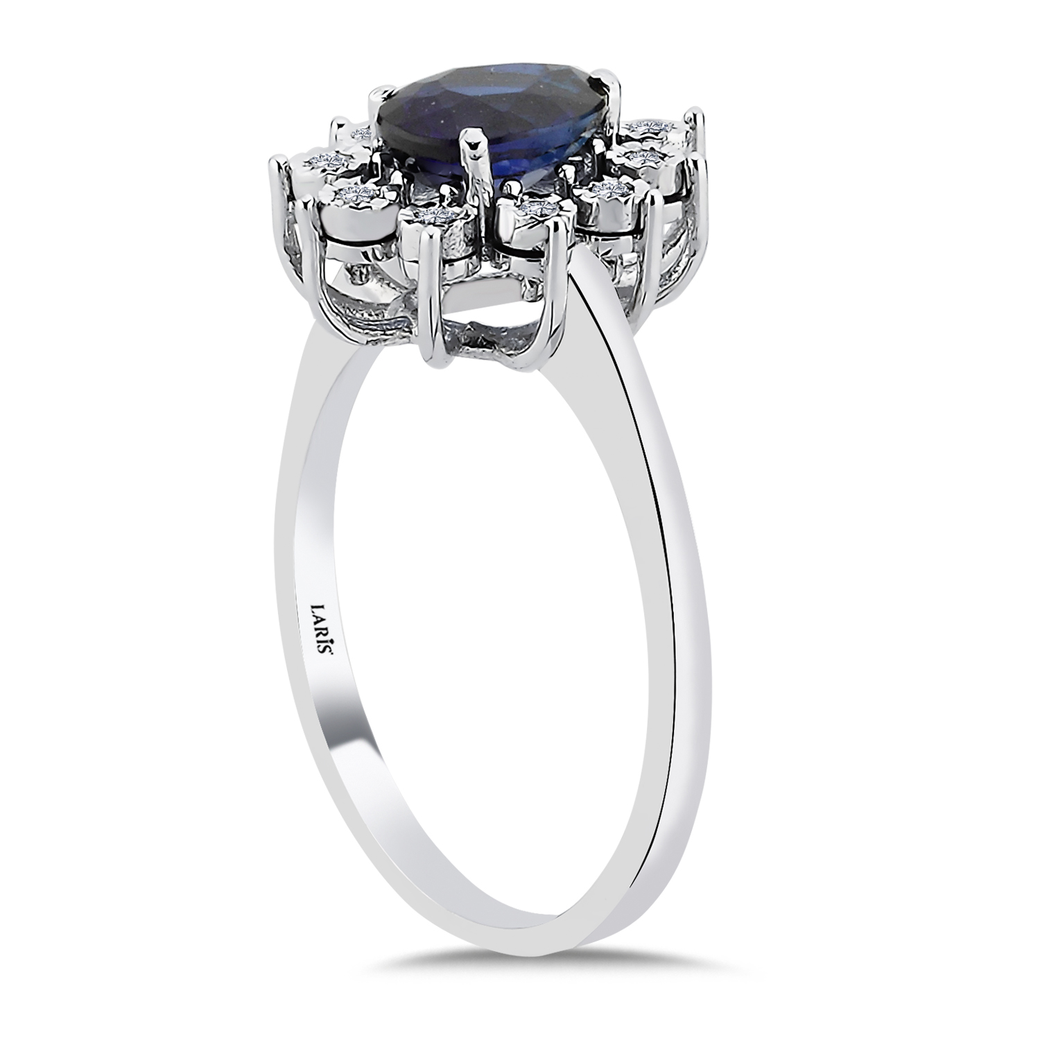 Safir Yüzükler 1,08 Karat Pırlanta Kalem İşlemeli Damla Royale Safir Yüzük