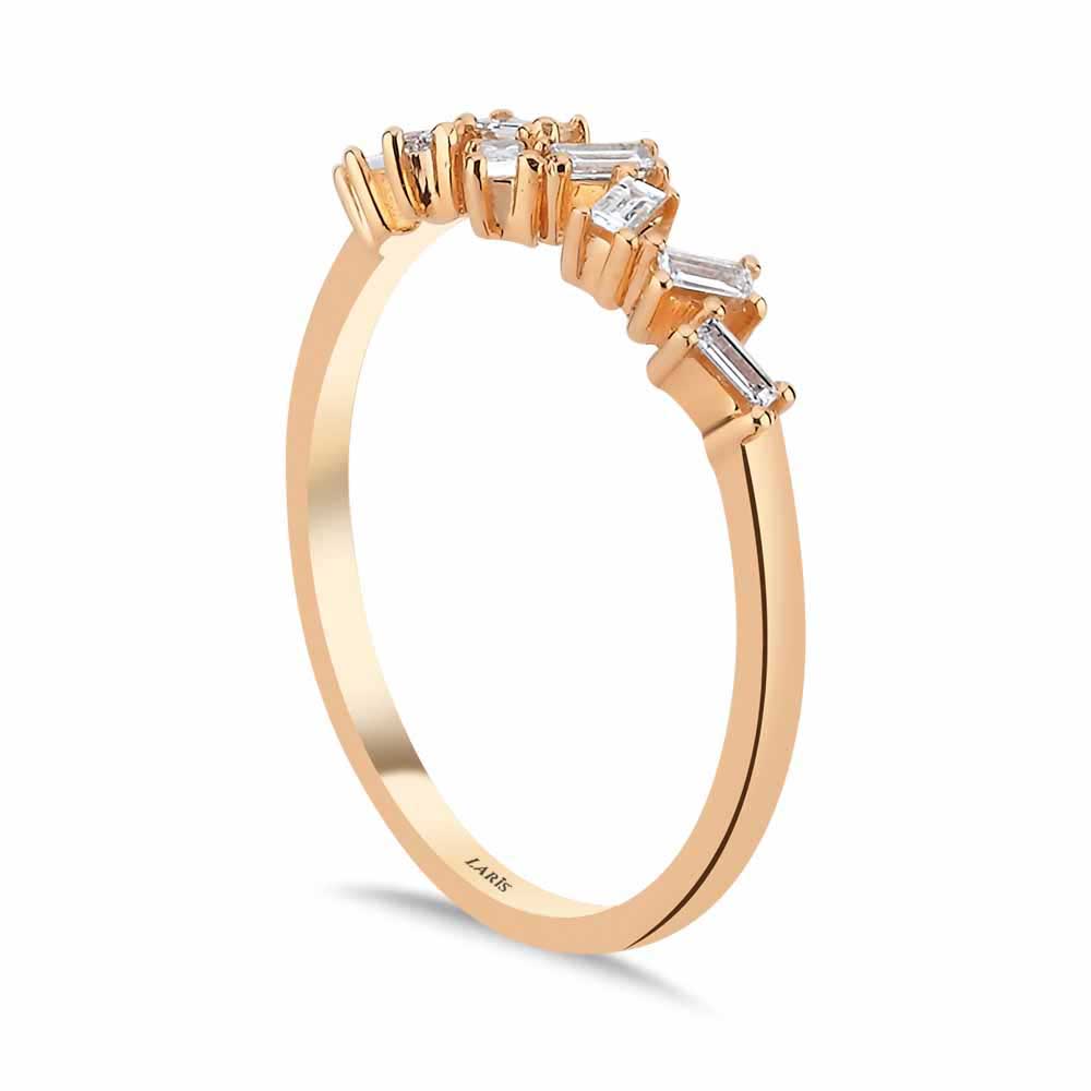 Tamtur / Yarımtur Yüzükler 0,17 Karat Pırlanta Özel Tasarım Çapraz Baget Yüzük