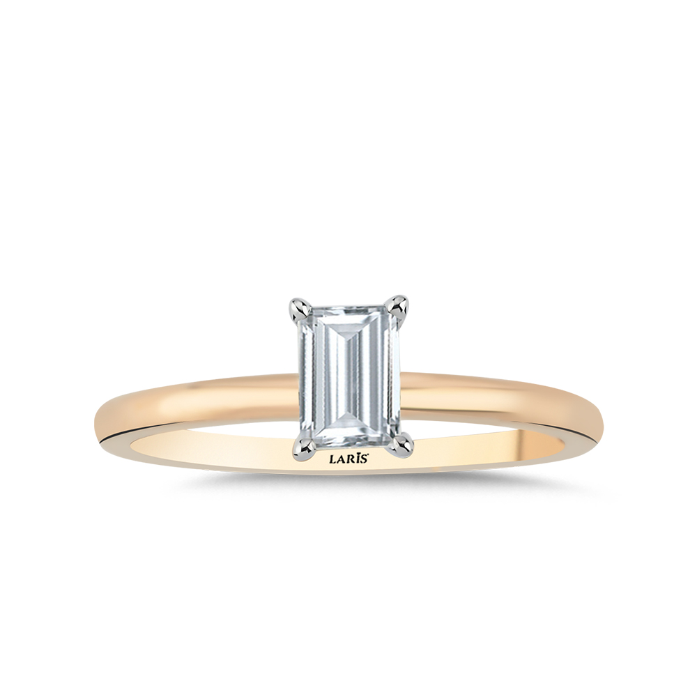 Özel Tasarım Yüzükler 0,44 Karat Pırlanta Emerald Kesim Tektaş Pırlanta Yüzük