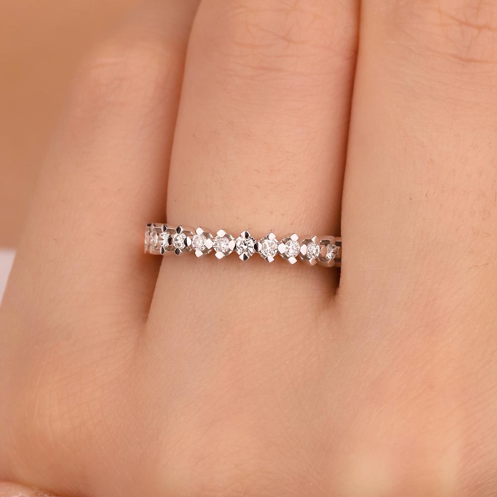 Tamtur / Yarımtur Yüzükler 0,45 Karat Pırlanta Tamtur Yüzük