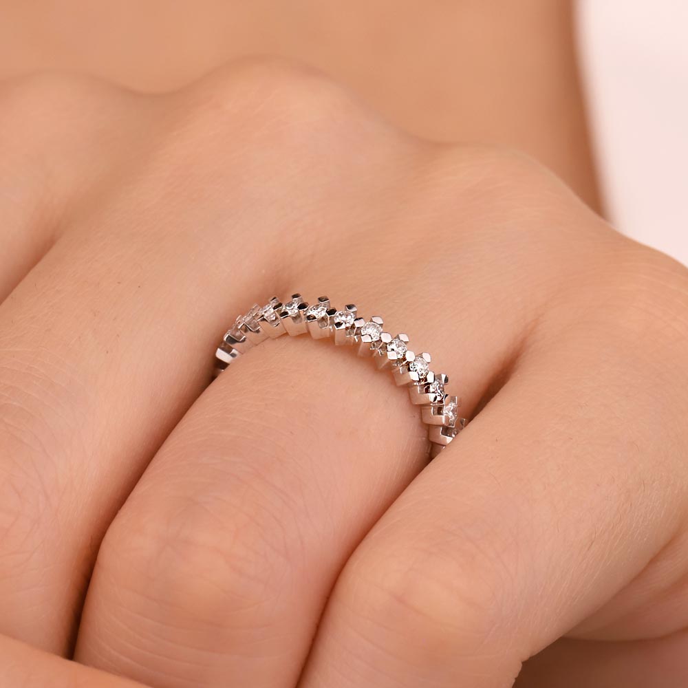 Tamtur / Yarımtur Yüzükler 0,45 Karat Pırlanta Tamtur Yüzük