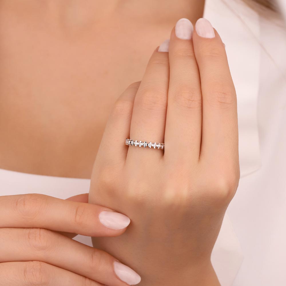 Tamtur / Yarımtur Yüzükler 0,45 Karat Pırlanta Tamtur Yüzük