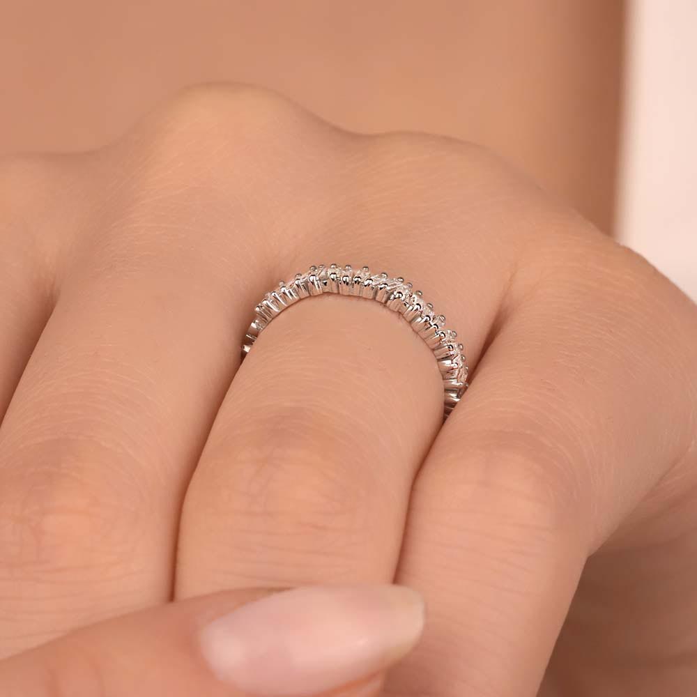 Tamtur / Yarımtur Yüzükler 0.42 Karat Pırlanta Özel Tasarım Çapraz Baget Yarımtur Yüzük