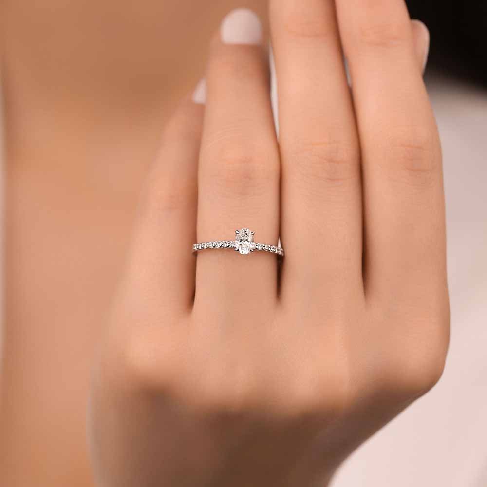 Tektaş Yüzükler 0,60 Karat Pırlanta Oval Tektaş Yüzük