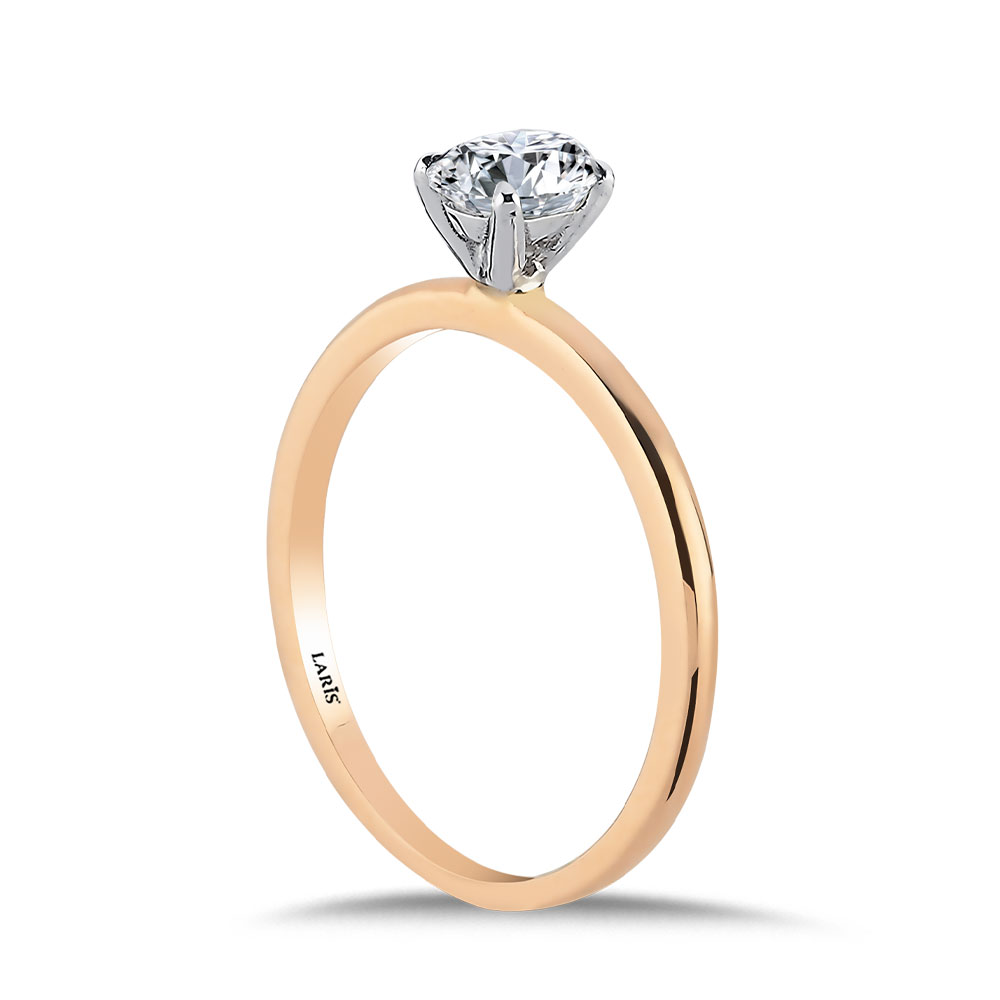 Tektaş Yüzükler 0,50 Karat Pırlanta Oval Kesim Tiffany Forever Rose Gold Tektaş Yüzük