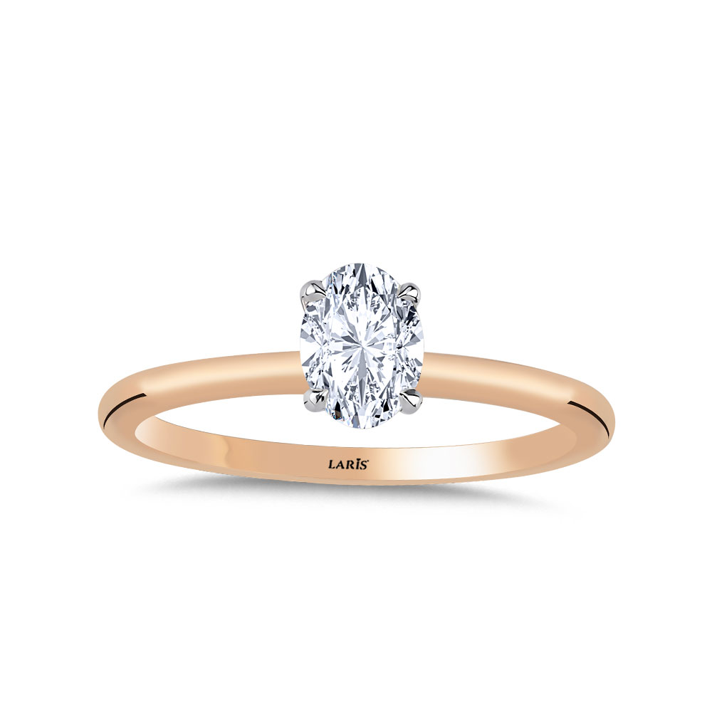 Tektaş Yüzükler 0,50 Karat Pırlanta Oval Kesim Tiffany Forever Rose Gold Tektaş Yüzük