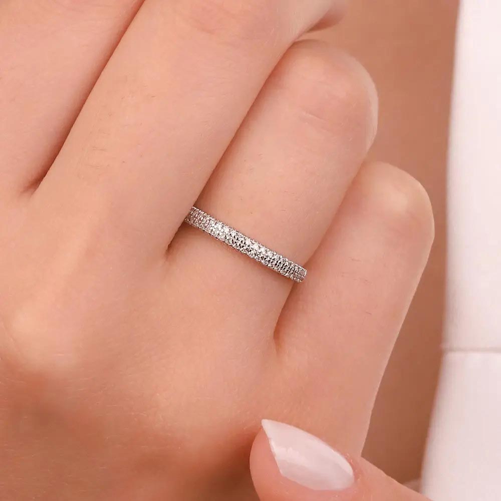 Tamtur / Yarımtur Yüzükler 0,17 Karat Pırlanta Yarımtur Yüzük