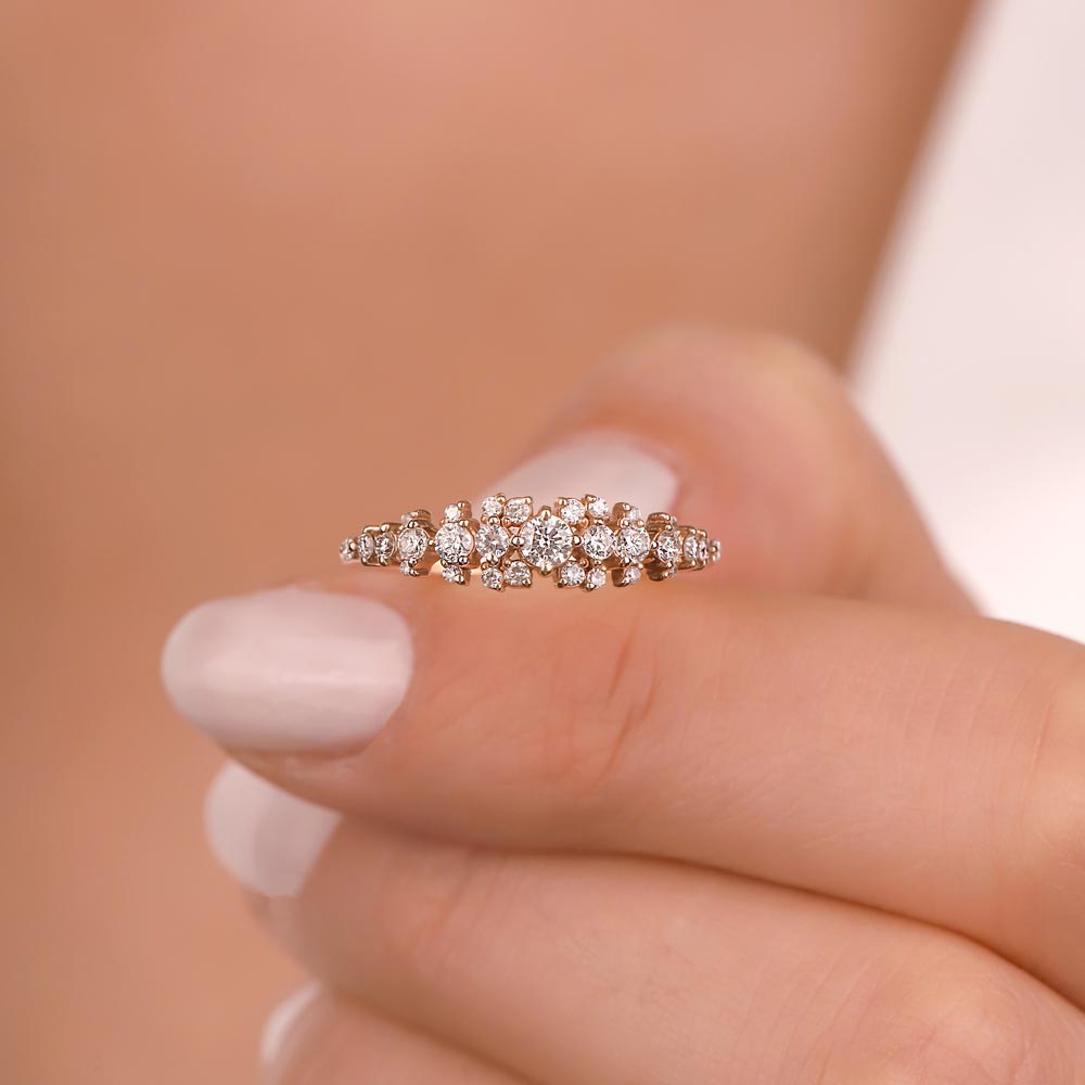 Vintage Yüzükler 0,40 Karat Pırlanta Özel Tasarım Vintage Yarımtur Yüzük