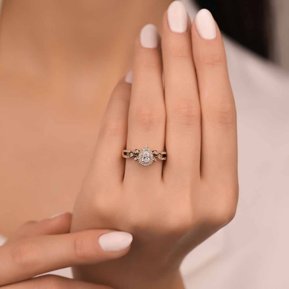 Vintage Yüzükler 0,57 ct. Damla Pırlanta Vintage Yüzük