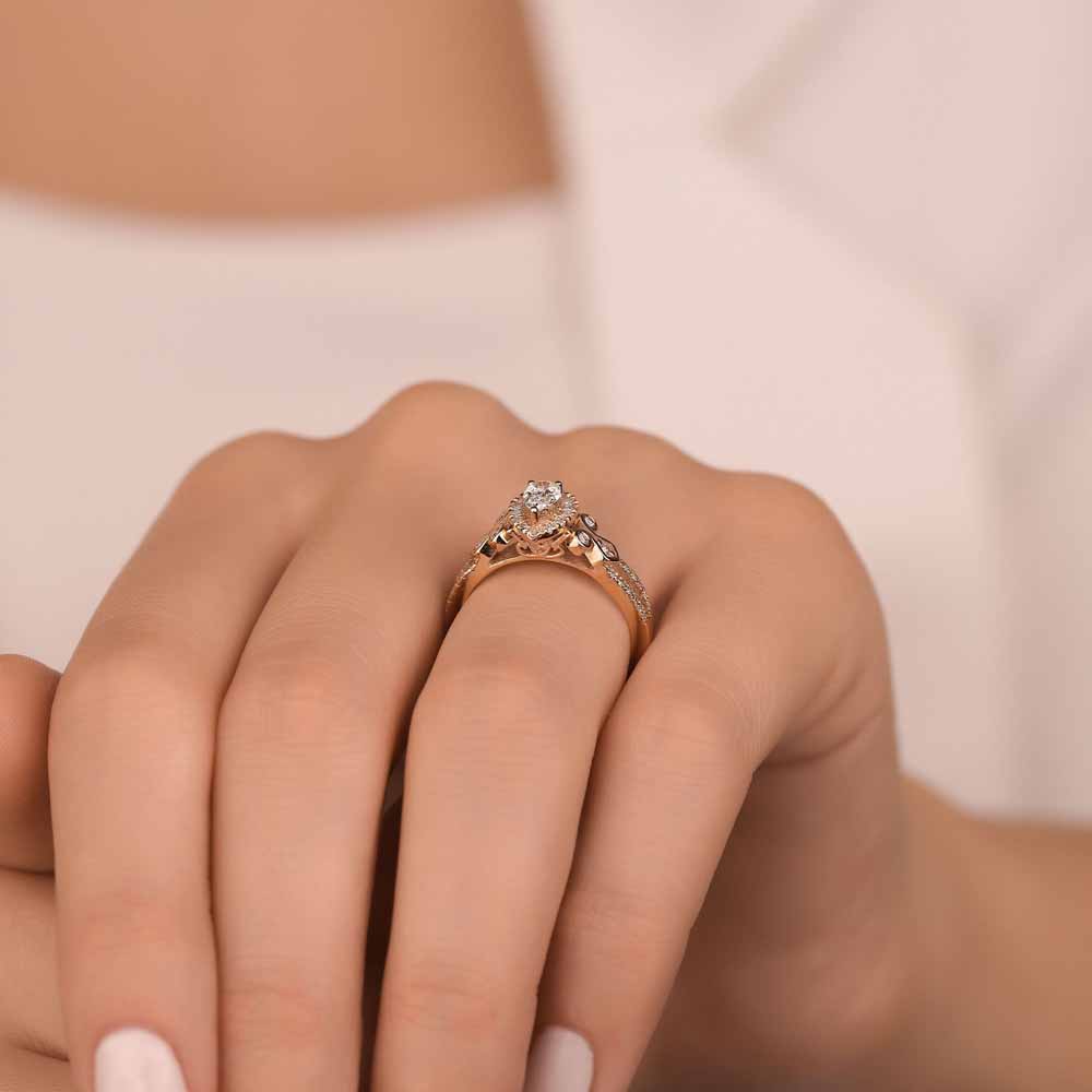 Vintage Yüzükler 0,57 ct. Damla Pırlanta Vintage Yüzük