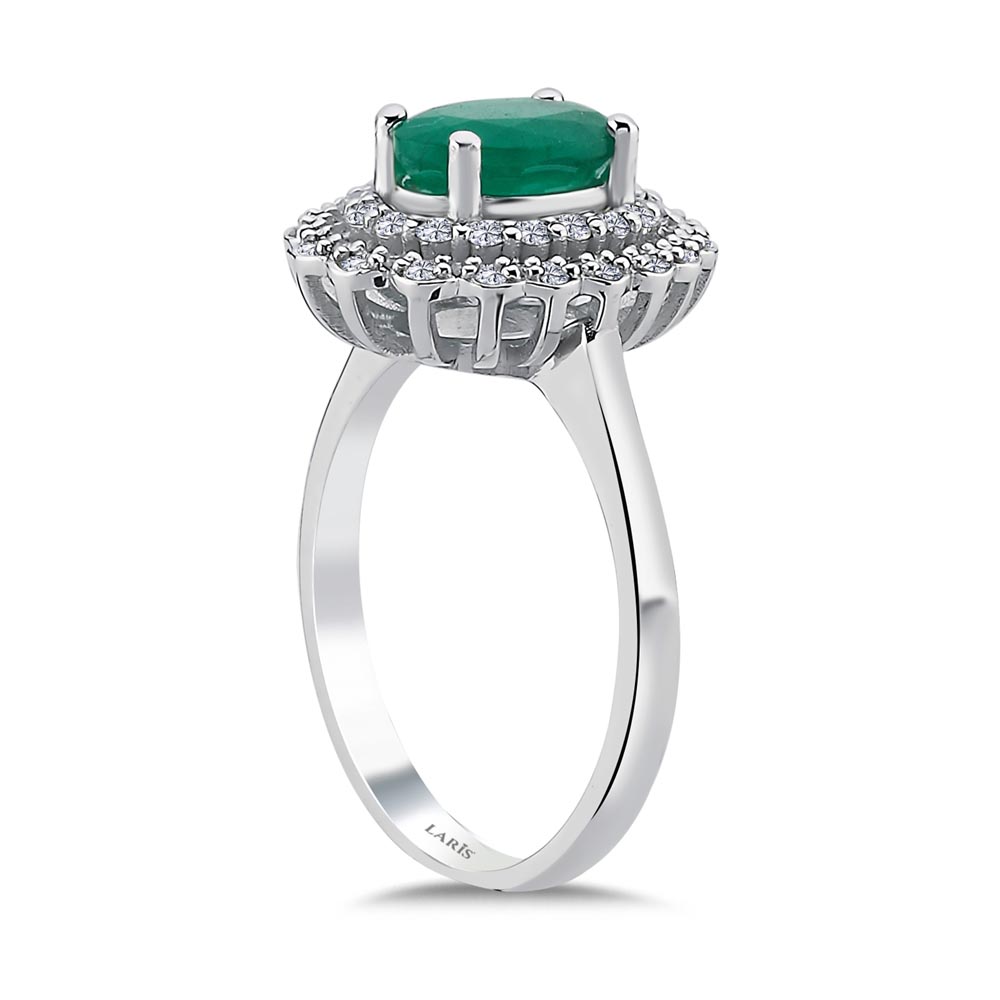 1,59 Karat Pırlanta Oval Jasmine Zümrüt Yüzük
