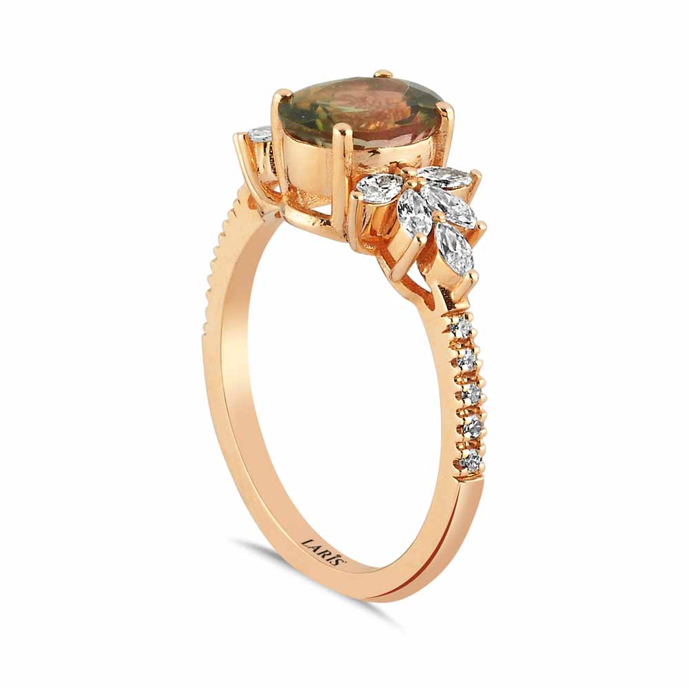 Vintage Yüzükler 1,65 Karat Pırlanta Vintage Turmalin Yüzük