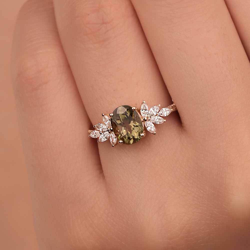 Vintage Yüzükler 1,65 Karat Pırlanta Vintage Turmalin Yüzük