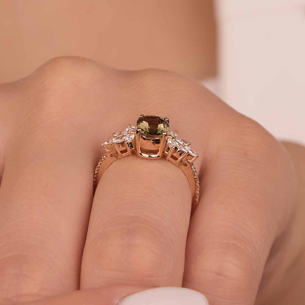 Vintage Yüzükler 1,65 Karat Pırlanta Vintage Turmalin Yüzük