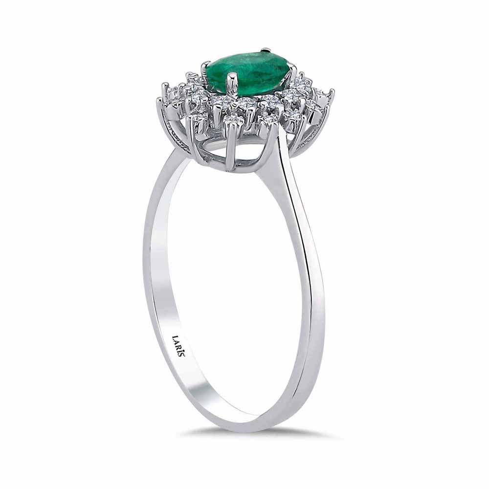 0,52 Karat Pırlanta Oval Jasmine Zümrüt Yüzük