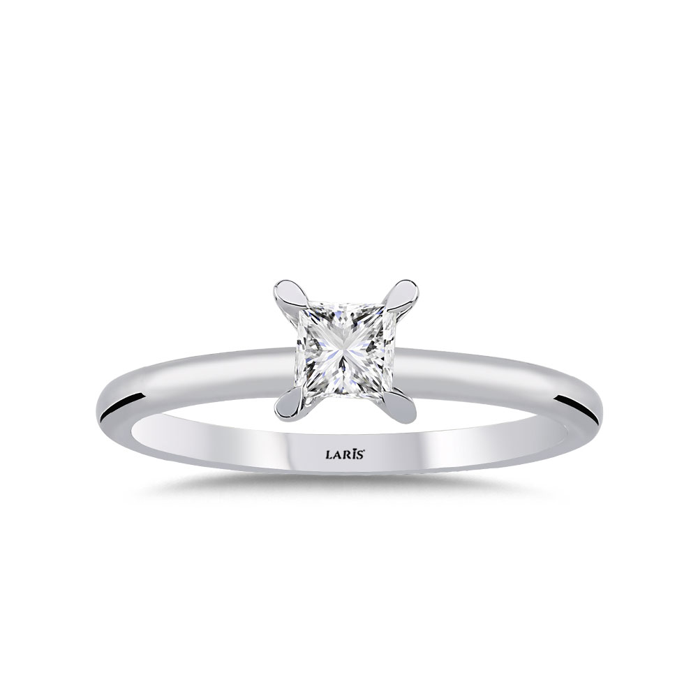 Tektaş Yüzükler 0,30 Karat Pırlanta Prenses Kesim Tektaş