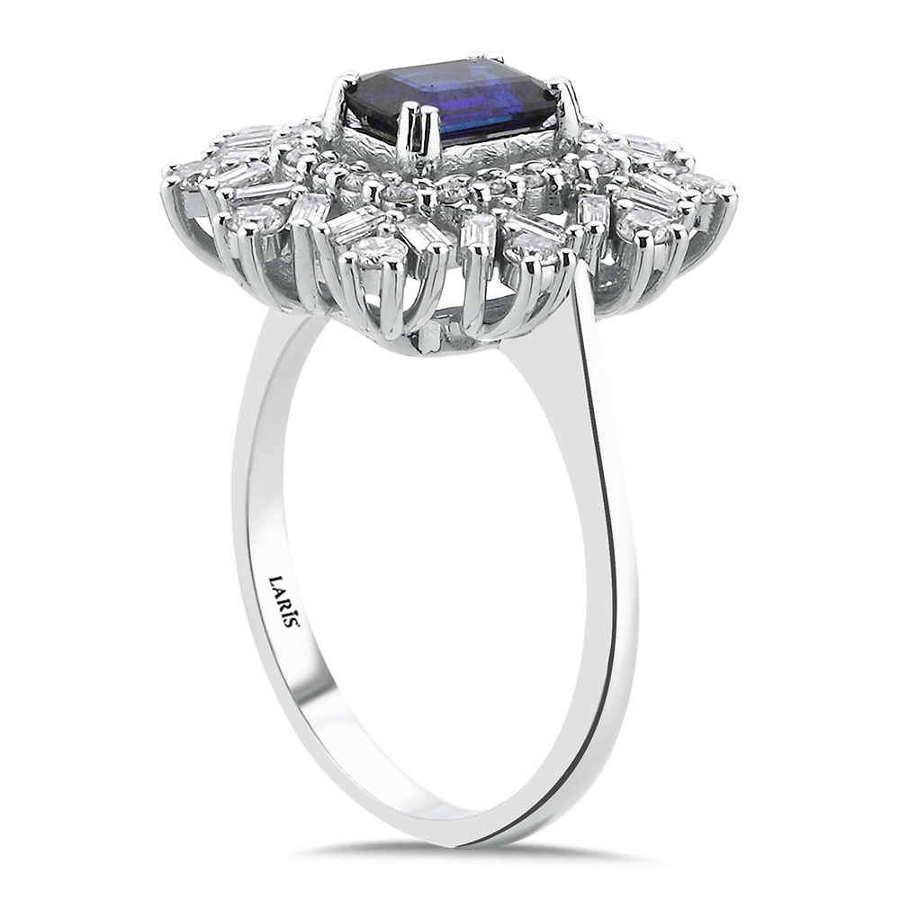 Safir Yüzükler 1,64 Karat Pırlanta Royale Safir Yüzük