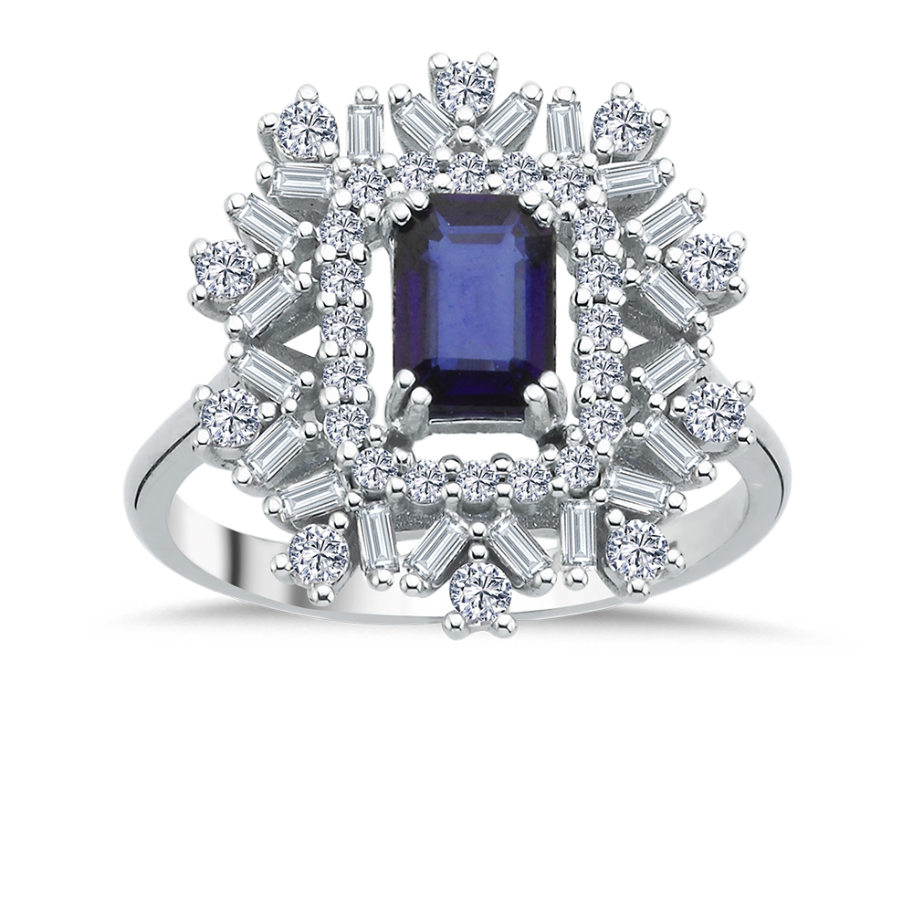 Safir Yüzükler 1,64 Karat Pırlanta Royale Safir Yüzük