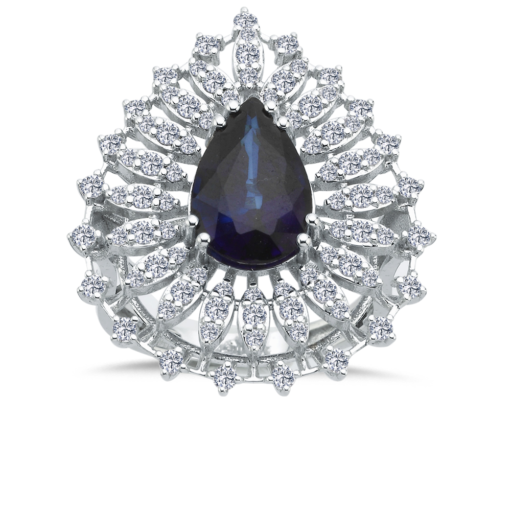 Safir Yüzükler 4,43 Karat Pırlanta Royale Safir Yüzük