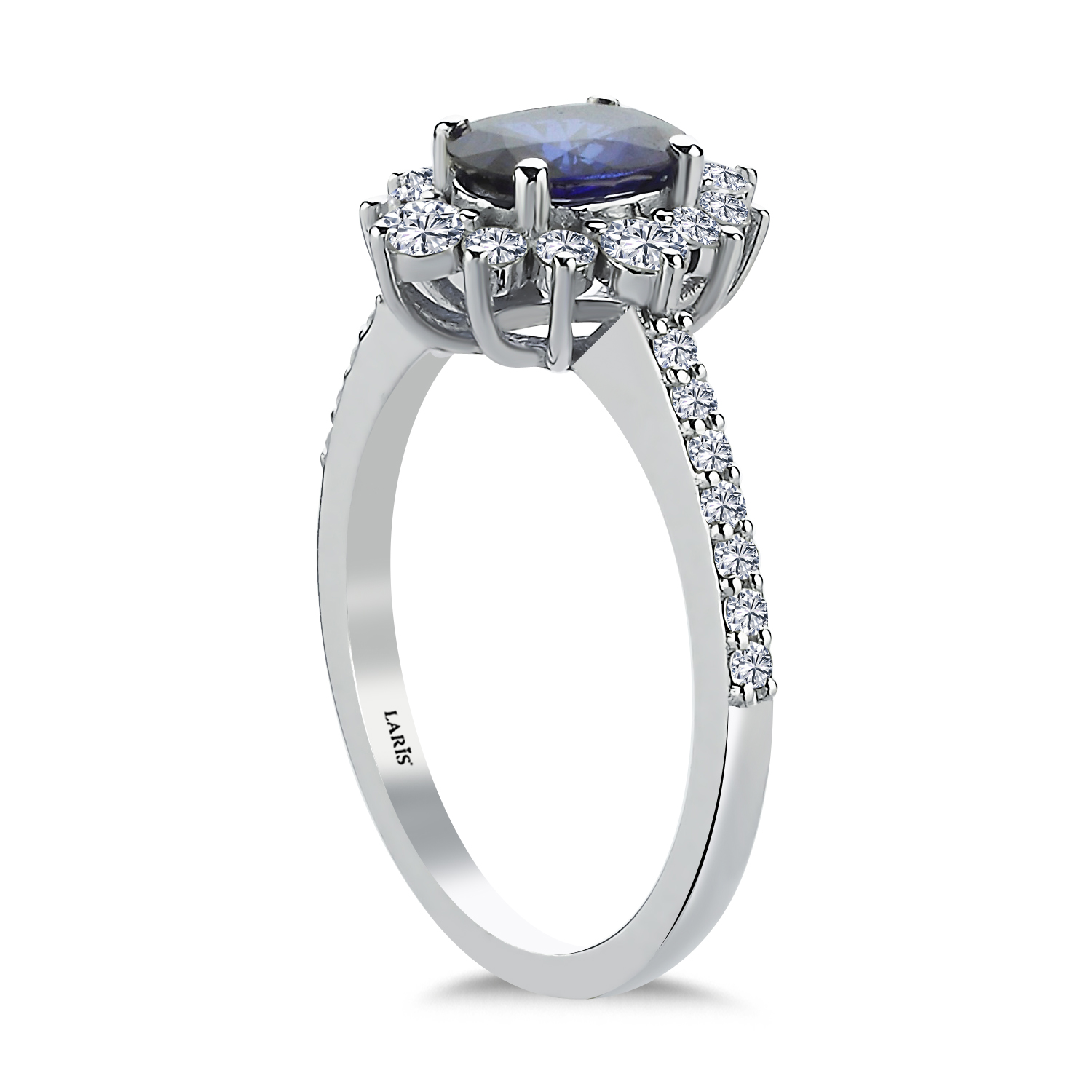 Safir Yüzükler 1,41 Karat Pırlanta Royale Tasarım Safir Anturaj Yüzük