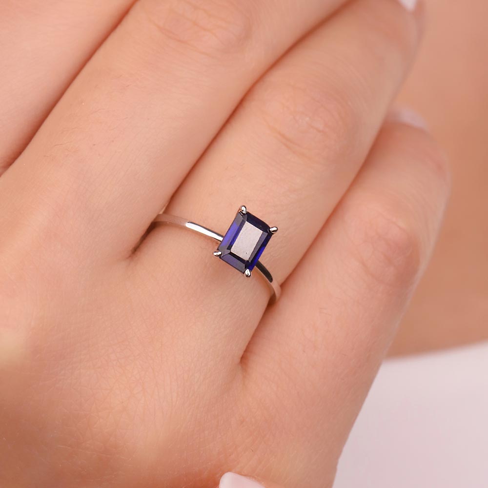 Safir Yüzükler 1,25 Karat Octagon Kesim Royale Safir Yüzük