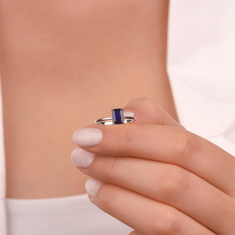 Safir Yüzükler 1,25 Karat Octagon Kesim Royale Safir Yüzük