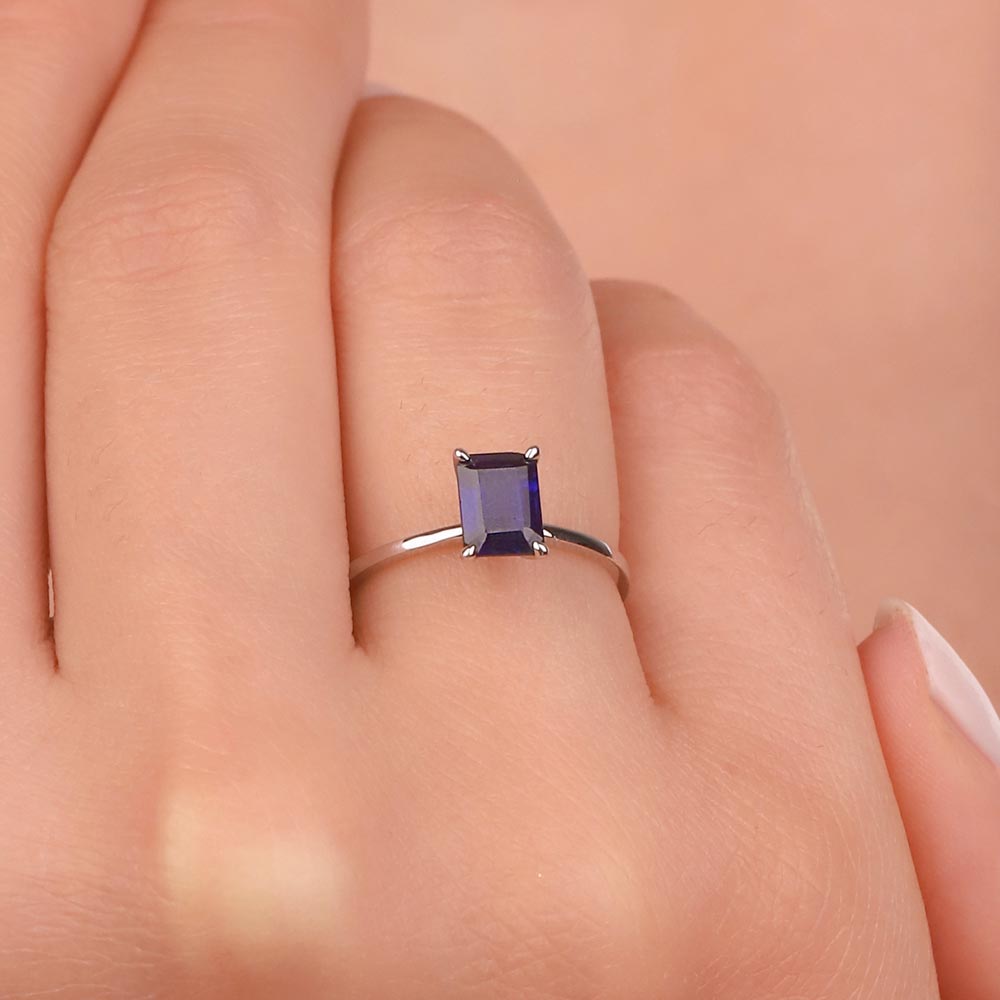 Safir Yüzükler 1,25 Karat Octagon Kesim Royale Safir Yüzük