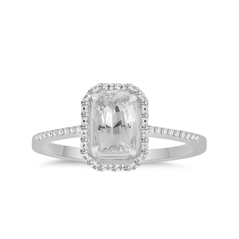 Renkli Taşlı Yüzükler 1.36 Karat Pırlanta Beyaz Safir Tektaş Yüzük