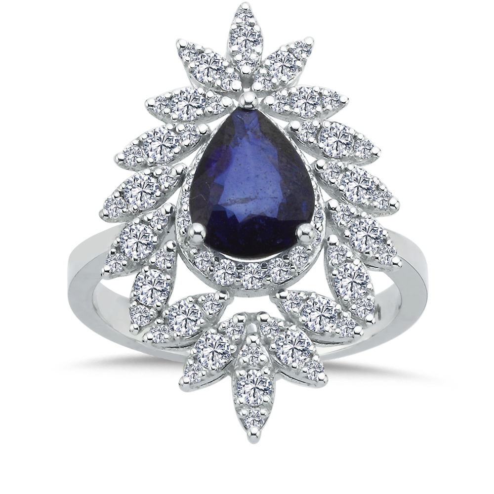 Safir Yüzükler 2,22 Karat Pırlanta Royale Safir Yüzük