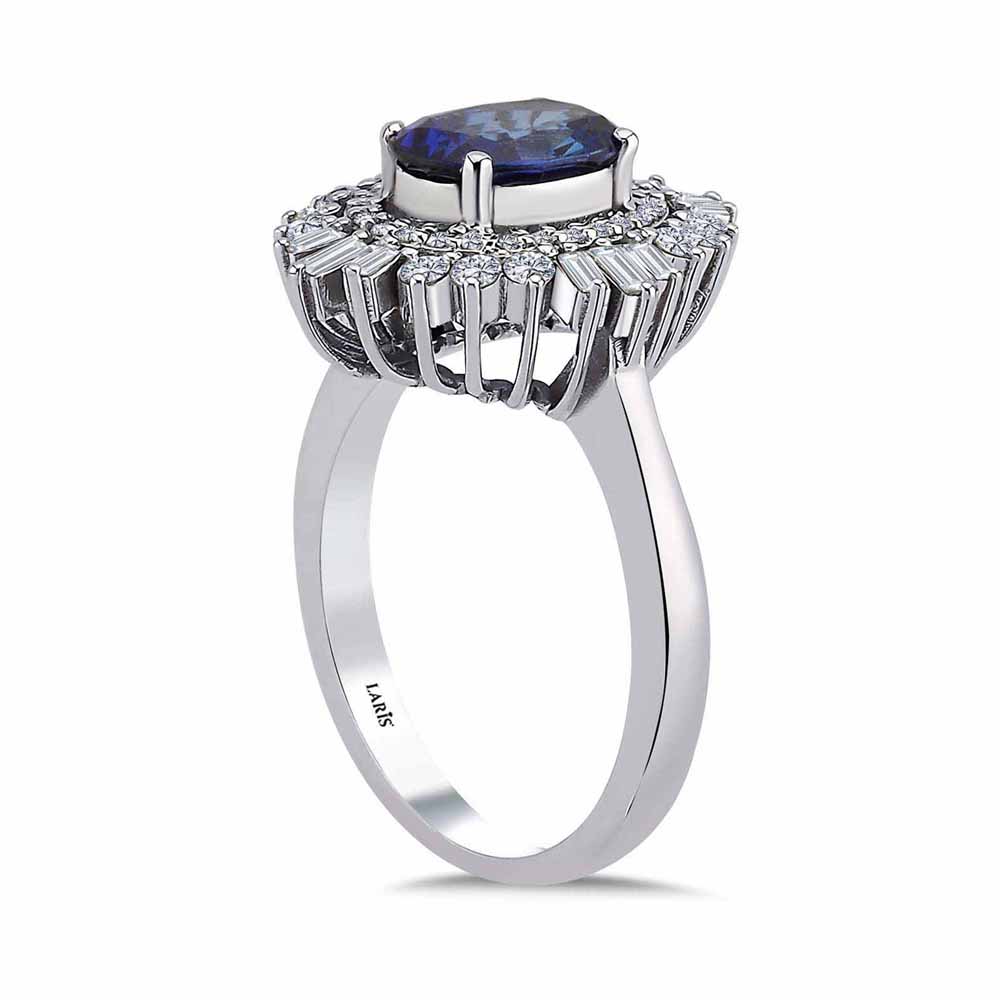Safir Yüzükler 2,10 Karat Pırlanta Oval Royale Safir Yüzük